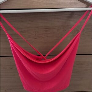 Vibrant Pink Women's Crop Tie Top